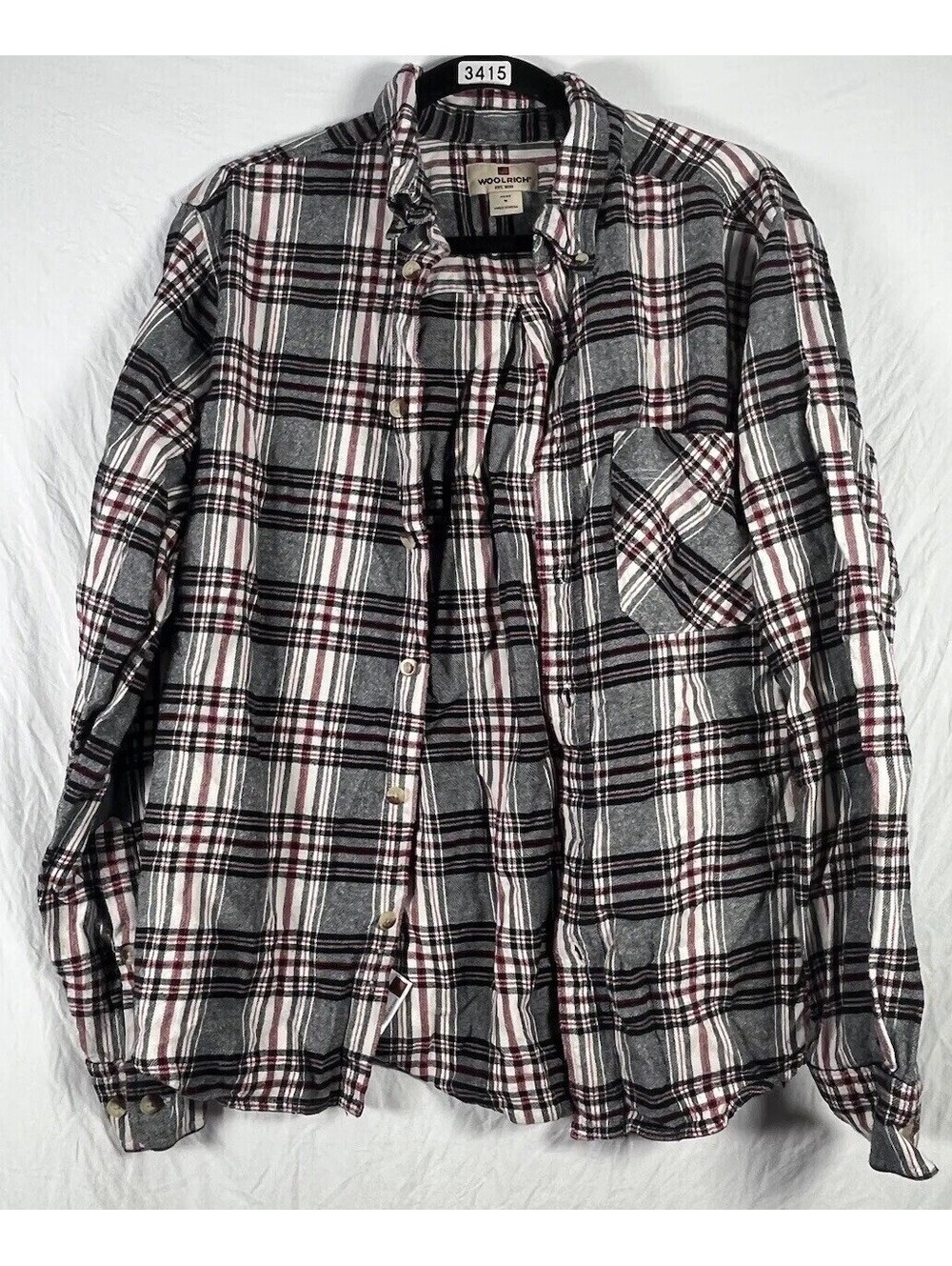 Woolrich  Mens Shirt M Black Red Jacket Flannel Cotton Long Sleeve Snap Button